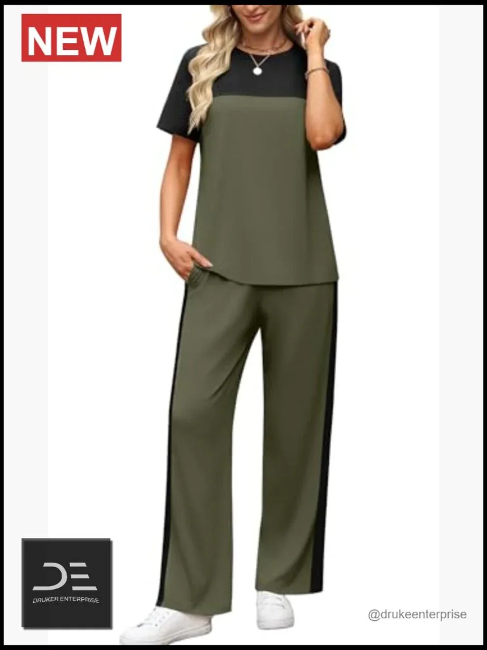 Women's 2 Piece Lounge Set - Wide Leg Pants Set - Matching Outfit